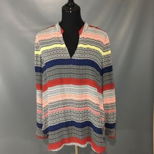 Vince Camuto Colorful Semi Sheer Tribal Tunic L